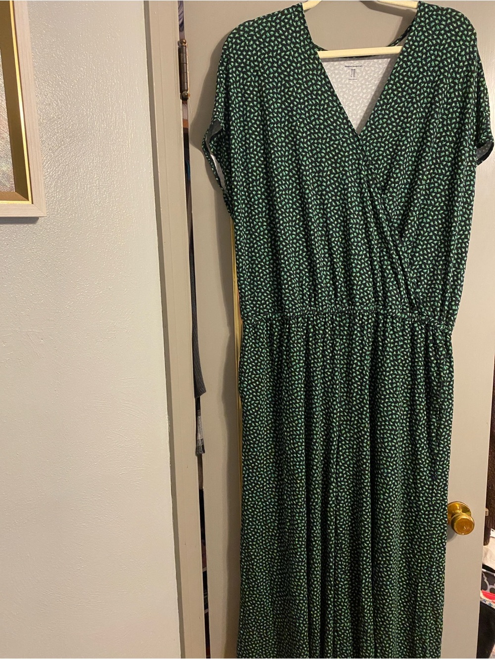 Green Floral Printed Surplice Jumpsuit